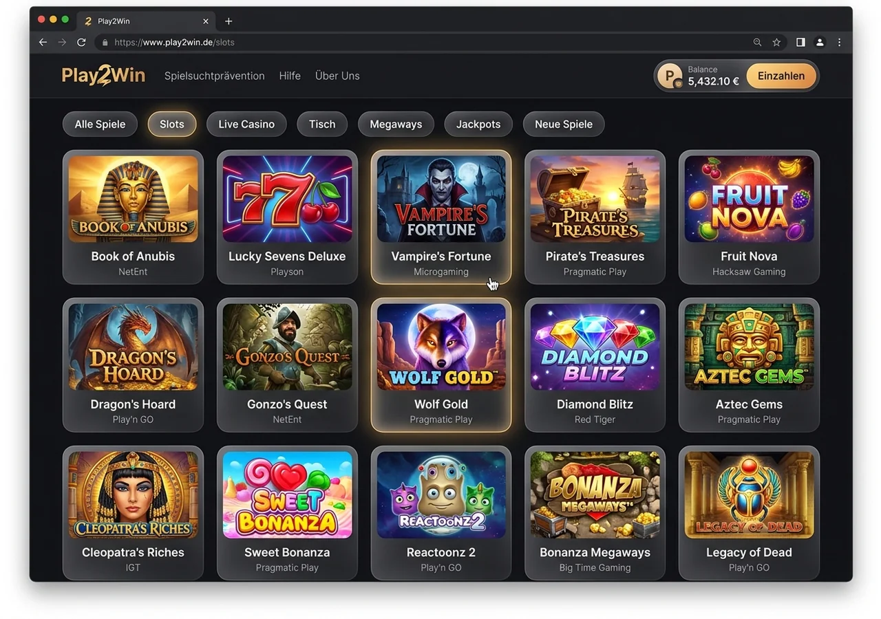 Spielangebot bei Play2Win – Play2Win